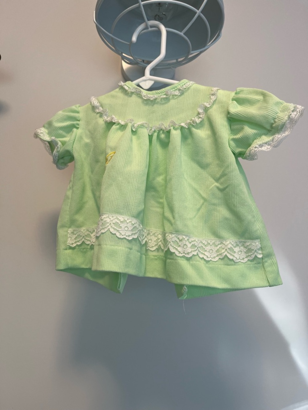 Vintage 90’s Baby Girls' Green Lace-Trim Short Sleeve Top